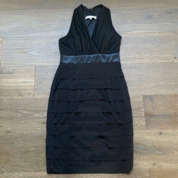 Evan Piccone LBD Cocktail Dress Halter with satin waist detail. Size 4 - Picture 1 of 3